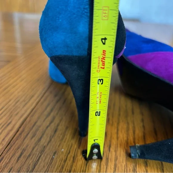Stuart Weitzman Vintage Gem Multicolor Suede      3 1/2” Heels Size 9 - Picture 11 of 12